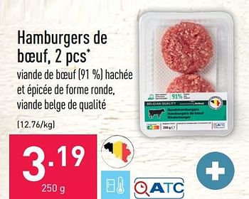 Promotions Hamburgers de boeuf - Produit maison - Aldi - Valide de 08/08/2022 à 19/08/2022 chez Aldi