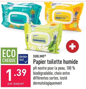 Promoties Papier toilette humide - Sublimo - Geldig van 12/08/2022 tot 19/08/2022 bij Aldi