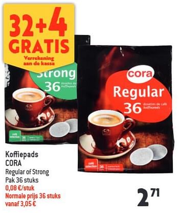 Promoties Koffiepads cora - Huismerk - Louis Delhaize - Geldig van 03/08/2022 tot 15/09/2022 bij Louis Delhaize