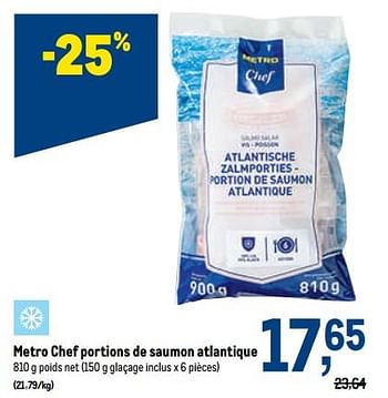 Promotions Metro chef portions de saumon atlantique - Produit maison - Makro - Valide de 10/08/2022 à 23/08/2022 chez Makro