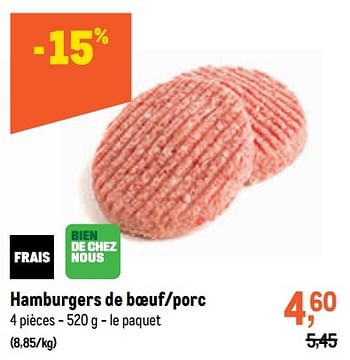 Promotions Hamburgers de boeuf-porc - Produit maison - Makro - Valide de 10/08/2022 à 23/08/2022 chez Makro
