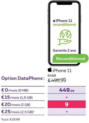 Promotions Apple iphone 11 64gb - Apple - Valide de 01/08/2022 à 31/08/2022 chez Proximus
