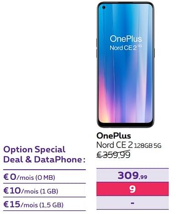 Promotions Oneplus nord ce 2 128gb 5g - OnePlus - Valide de 01/08/2022 à 31/08/2022 chez Proximus