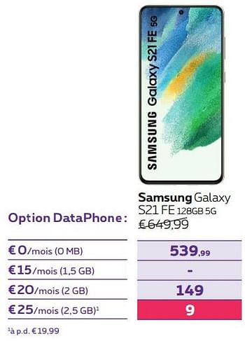 Promotions Samsung galaxy s21 fe 128gb 5g - Samsung - Valide de 01/08/2022 à 31/08/2022 chez Proximus