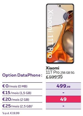 Promoties Xiaomi 11t pro 256 gb 5g - Xiaomi - Geldig van 01/08/2022 tot 31/08/2022 bij Proximus