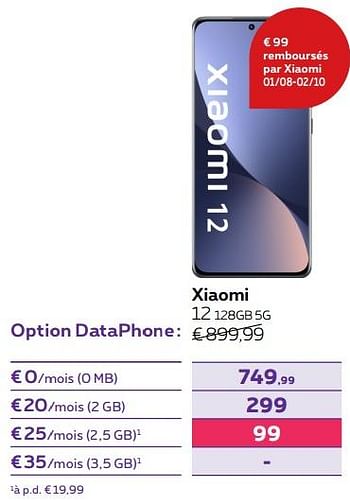 Promoties Xiaomi 12 128gb 5g - Xiaomi - Geldig van 01/08/2022 tot 31/08/2022 bij Proximus