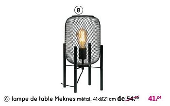 Promotions Lampe de table meknes - Produit maison - Leen Bakker - Valide de 01/08/2022 à 28/08/2022 chez Leen Bakker