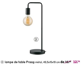 Promotions Lampe de table praag - Produit maison - Leen Bakker - Valide de 01/08/2022 à 28/08/2022 chez Leen Bakker