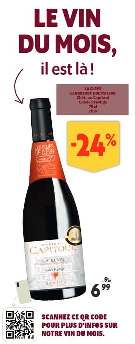 Promotions La clape languedoc roussillon château capitoul cuvée prestige - Vins rouges - Valide de 03/08/2022 à 15/09/2022 chez Louis Delhaize