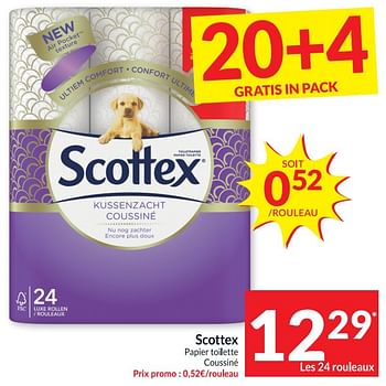 Promotions Scottex papier toilette coussiné - Scottex - Valide de 09/08/2022 à 15/08/2022 chez Intermarche
