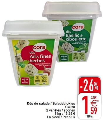 Promotions Dés de salade - saladeblokjes cora - Produit maison - Cora - Valide de 09/08/2022 à 13/08/2022 chez Cora