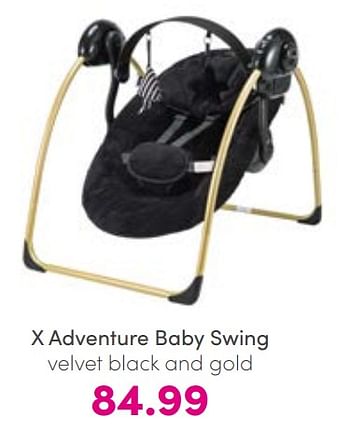 Promoties X adventure baby swing velvet black and gold - Xadventure - Geldig van 07/08/2022 tot 13/08/2022 bij Baby & Tiener Megastore