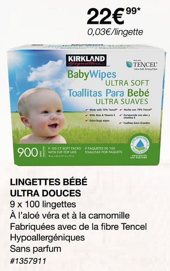 Promotions Lingettes bébé ultra douces - Kirkland Signature - Valide de 01/08/2022 à 14/08/2022 chez Costco