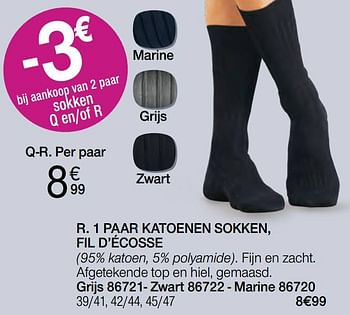 Promotions 1 paar katoenen sokken, fil d’écosse - Produit Maison - Damart - Valide de 01/08/2022 à 15/12/2022 chez Damart