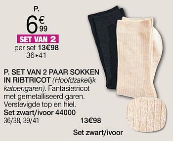 Promotions Set van 2 paar sokken in ribtricot - Produit Maison - Damart - Valide de 01/08/2022 à 15/12/2022 chez Damart