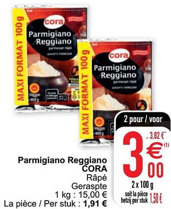 Promoties Parmigiano reggiano cora - Huismerk - Cora - Geldig van 09/08/2022 tot 13/08/2022 bij Cora