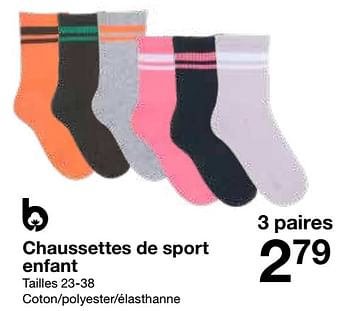 Promotions Chaussettes de sport enfant - Produit maison - Zeeman  - Valide de 06/08/2022 à 12/08/2022 chez Zeeman