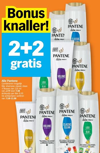 Promoties Pantene shampoo classic clean - Pantene - Geldig van 08/08/2022 tot 14/08/2022 bij Albert Heijn