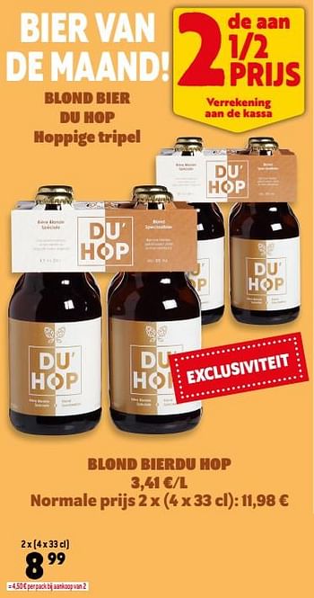 Promoties Blond bier du hop - Huismerk - Smatch - Geldig van 10/08/2022 tot 16/08/2022 bij Smatch