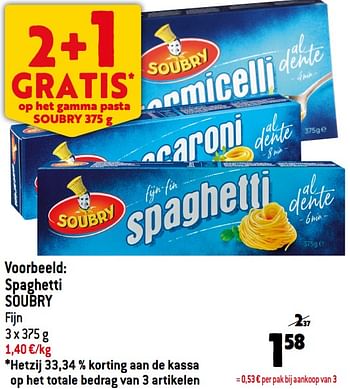 Promoties Spaghetti soubry - Soubry - Geldig van 10/08/2022 tot 16/08/2022 bij Smatch