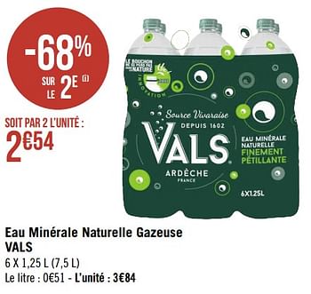 Promotions Eau minérale naturelle gazeuse vals - Vals - Valide de 08/08/2022 à 21/08/2022 chez Géant Casino