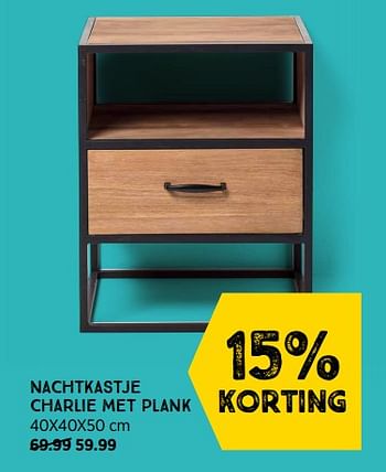 Promotions Nachtkastje charlie met plank - Huismerk - Xenos - Valide de 08/08/2022 à 21/08/2022 chez Xenos