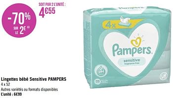 Promotions Lingettes bébé sensitive pampers - Pampers - Valide de 08/08/2022 à 21/08/2022 chez Géant Casino