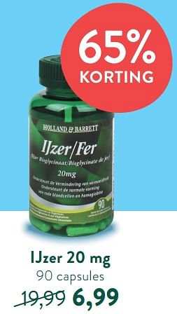 Promotions Ijzer 20 mg - Produit maison - Holland & Barrett - Valide de 08/08/2022 à 04/09/2022 chez Holland & Barret