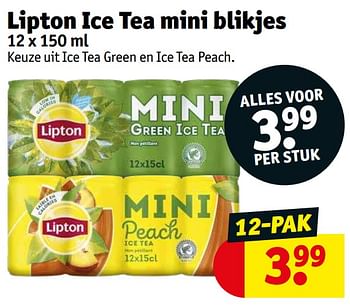 Promotions Lipton ice tea mini blikjes - Lipton - Valide de 09/08/2022 à 21/08/2022 chez Kruidvat