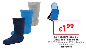 Promoties Lot de 3 paires de chaussettes bebe - TQF - Geldig van 10/08/2022 tot 14/08/2022 bij Trafic