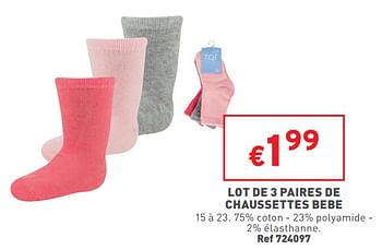 Promotions Lot de 3 paires de chaussettes bebe - TQF - Valide de 10/08/2022 à 14/08/2022 chez Trafic