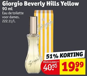 Promotions Giorgio beverly hills yellow edt - Giorgio Beverly Hills - Valide de 09/08/2022 à 21/08/2022 chez Kruidvat
