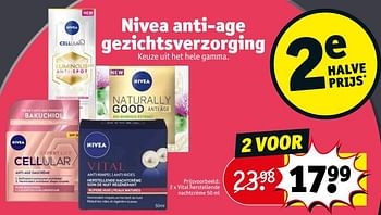 Promoties Vital herstellende nachtcrème - Nivea - Geldig van 09/08/2022 tot 21/08/2022 bij Kruidvat