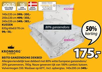 Promoties Beito ganzendons dekbed - Kronborg - Geldig van 08/08/2022 tot 21/08/2022 bij Jysk