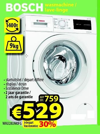 Promoties Bosch wasmachine - lave-linge wau28um0fg - Bosch - Geldig van 10/08/2022 tot 17/08/2022 bij ElectroStock