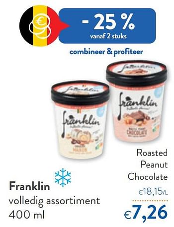 Promoties Franklin roasted peanut chocolate - Franklin - Geldig van 10/08/2022 tot 23/08/2022 bij OKay