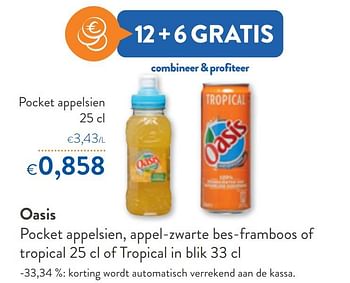 Promoties Oasis pocket appelsien - Oasis - Geldig van 10/08/2022 tot 23/08/2022 bij OKay