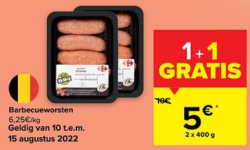 Promoties Barbecueworsten - Huismerk - Carrefour  - Geldig van 10/08/2022 tot 22/08/2022 bij Carrefour