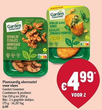 Promoties Plantaardig alternatief voor vlees garden gourmet gegrilde stukjes - Garden Gourmet - Geldig van 12/08/2022 tot 17/08/2022 bij Delhaize