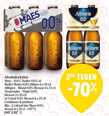 Promoties Blond bier maes 0,0% - Maes - Geldig van 12/08/2022 tot 17/08/2022 bij Delhaize
