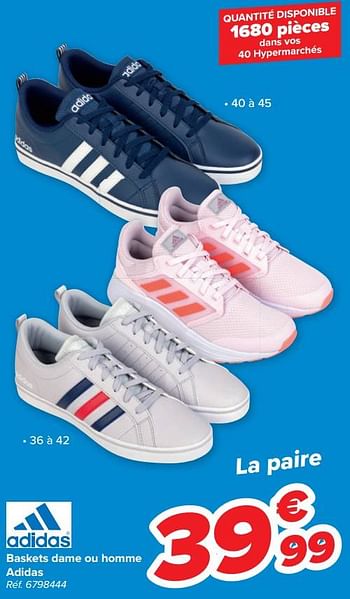Promoties Baskets dame ou homme adidas - Adidas - Geldig van 10/08/2022 tot 16/08/2022 bij Carrefour