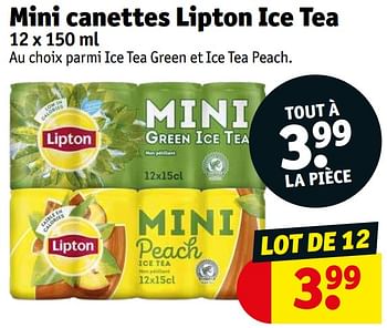 Promotions Mini canettes lipton ice tea - Lipton - Valide de 09/08/2022 à 21/08/2022 chez Kruidvat