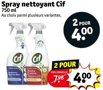 Promoties Spray nettoyant cif - Cif - Geldig van 09/08/2022 tot 21/08/2022 bij Kruidvat