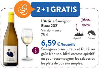 Promoties L’artiste sauvignon blanc 2021 vin de france - Witte wijnen - Geldig van 10/08/2022 tot 23/08/2022 bij OKay
