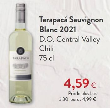 Promotions Tarapacá sauvignon blanc 2021 d.o. central valley chili - Vins blancs - Valide de 10/08/2022 à 23/08/2022 chez OKay