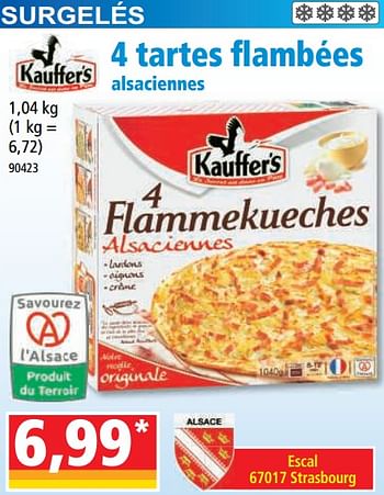 Promotions 4 tartes flambées alsaciennes - Kauffer's - Valide de 10/08/2022 à 16/08/2022 chez Norma