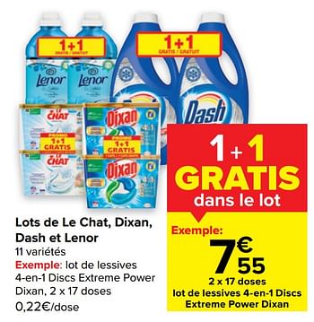 Promotions Lot de lessives 4-en-1 discs extreme power dixan - Dixan - Valide de 10/08/2022 à 22/08/2022 chez Carrefour
