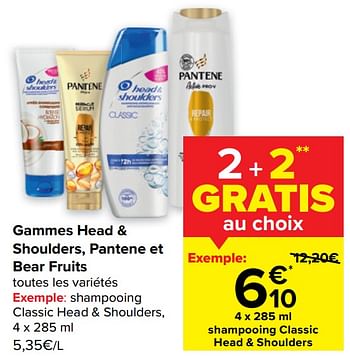 Promotions Shampooing classic head + shoulders - Head & Shoulders - Valide de 10/08/2022 à 22/08/2022 chez Carrefour