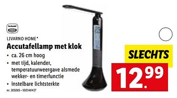 Promoties Accutafellamp met klok - Livarno - Geldig van 16/08/2022 tot 20/08/2022 bij Lidl