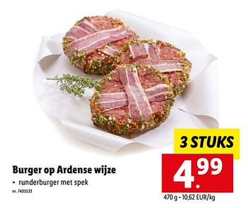Promotions Burger op ardense wijze - Produit maison - Lidl - Valide de 16/08/2022 à 20/08/2022 chez Lidl